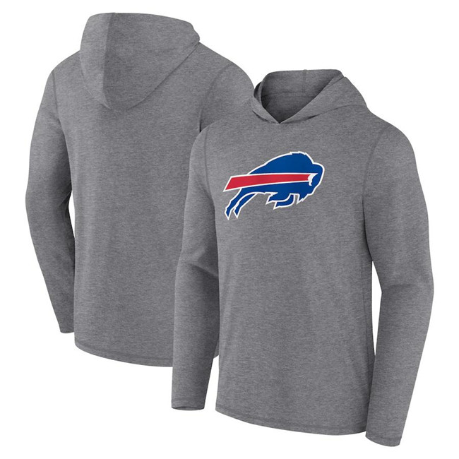 Men's Gray Buffalo Bills Heather Primary Logo Long Sleeve Hoodie T-Shirt